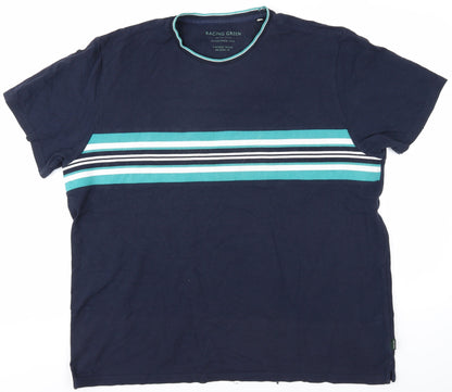 Racing Green Men's XL Blue Striped Crew Neck T-Shirt