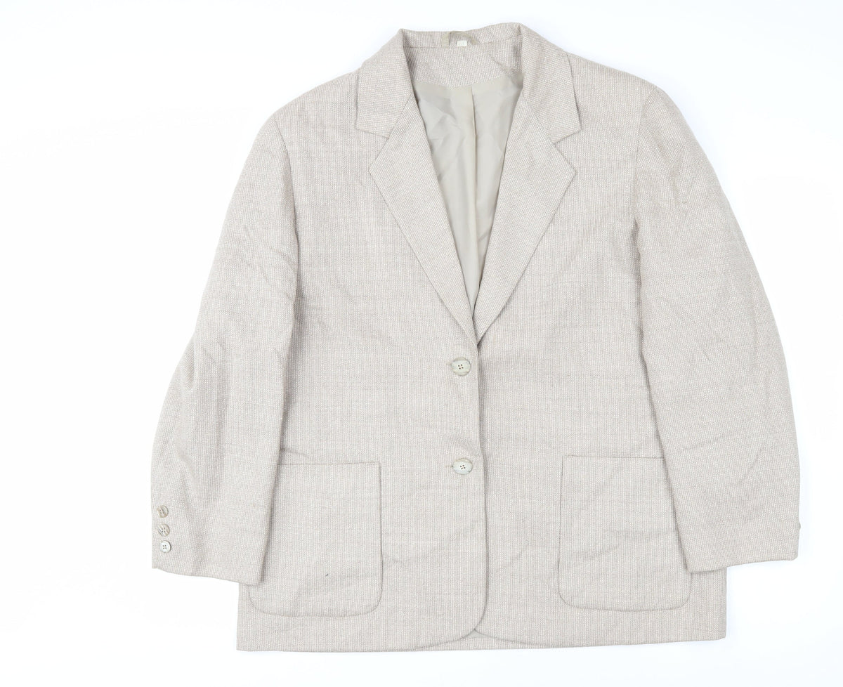 Additional front view of Equorian Beige Two-Button Wool Silk Blazer -, size 16