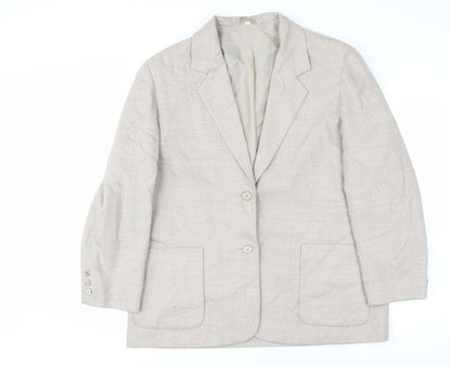 Additional front view of Equorian Beige Two-Button Wool Silk Blazer -, size 16