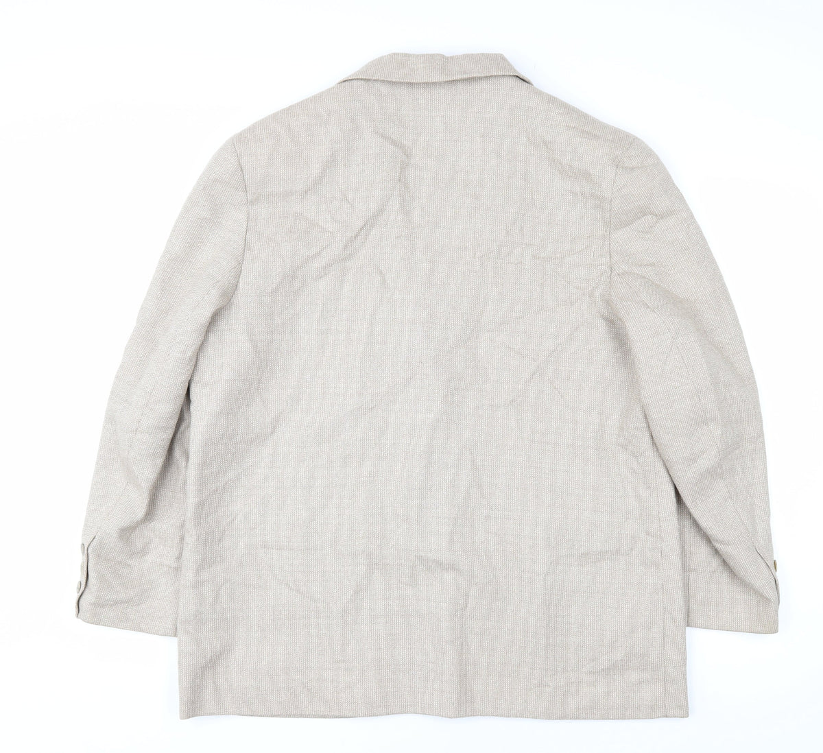 Back view of Equorian Beige Two-Button Wool Silk Blazer -, size 16