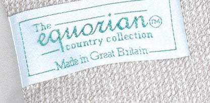 Brand and care label for Equorian Beige Two-Button Wool Silk Blazer -, size 16