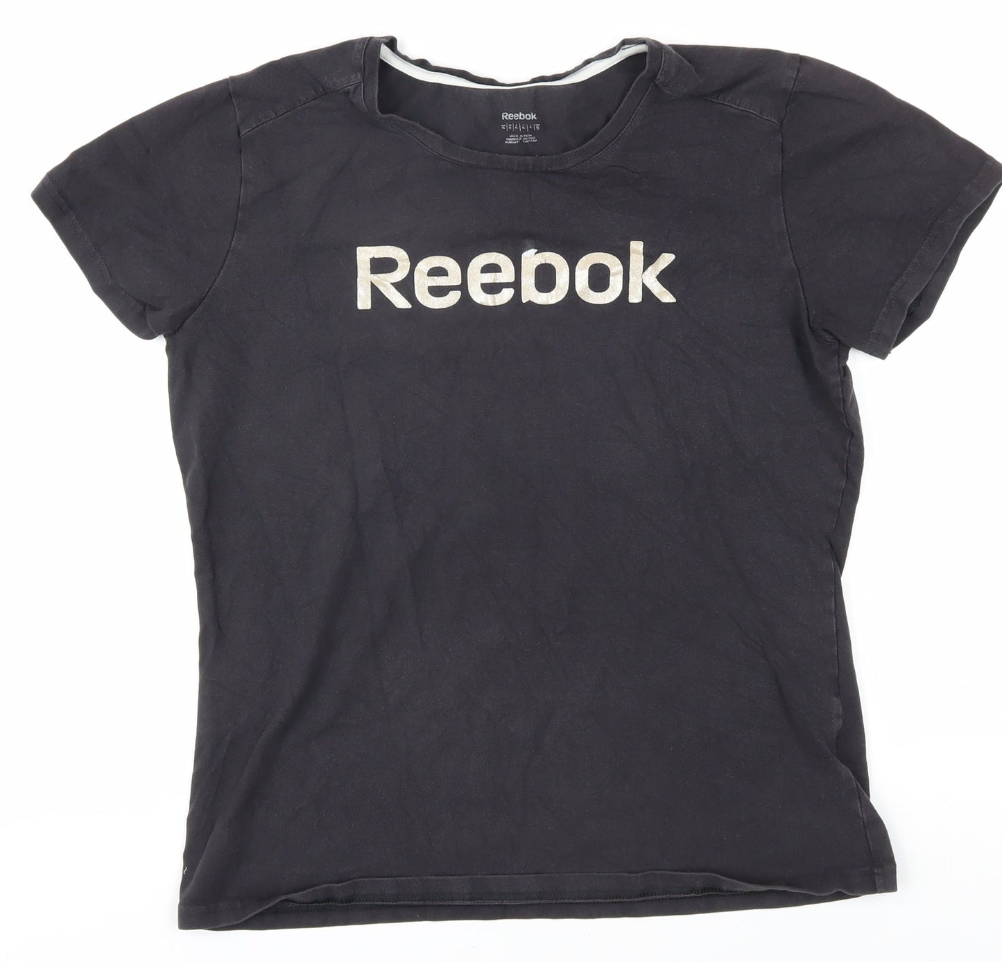 Womens UK Size M Reebok Black Basic T-Shirt