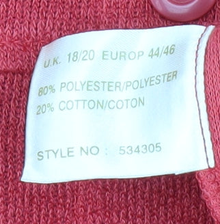 Ann Harvey Women's Red Button-Up Shirt, Size 18