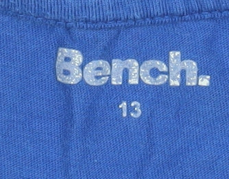 Bench Boys Blue T-Shirt 13-14 Years Short Sleeve Crew Neck