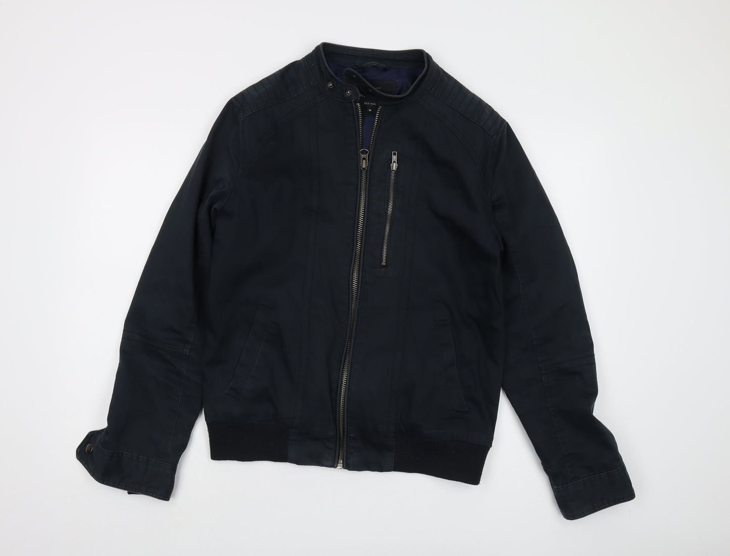 Mens UK Size M River Island Black Motorcycle Jacket