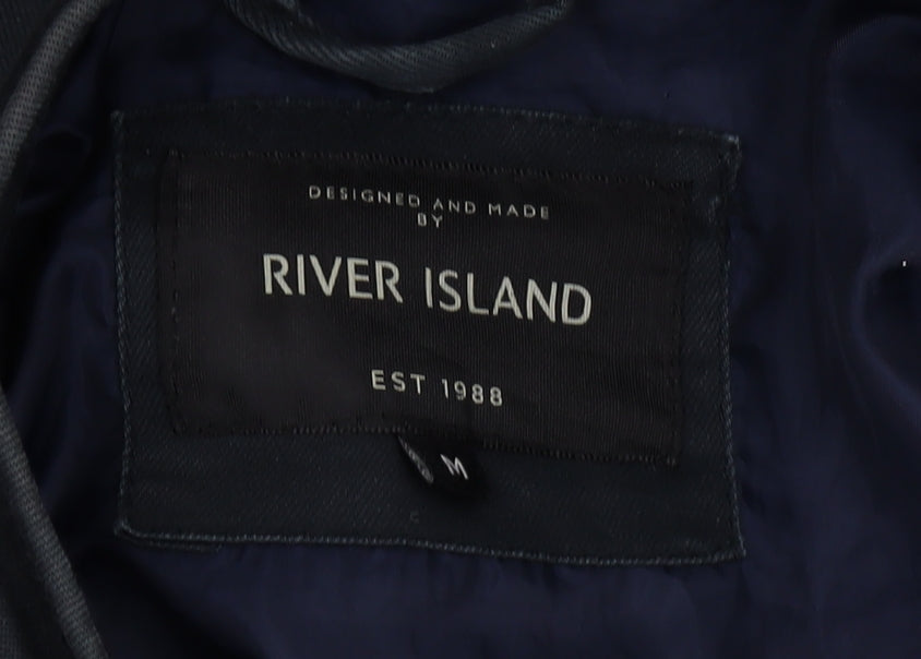 Mens UK Size M River Island Black Motorcycle Jacket