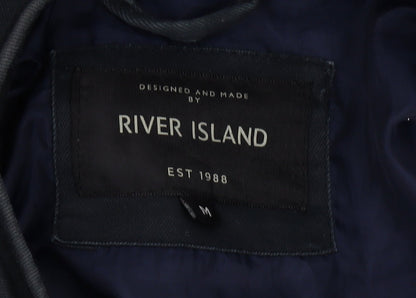 Mens UK Size M River Island Black Motorcycle Jacket