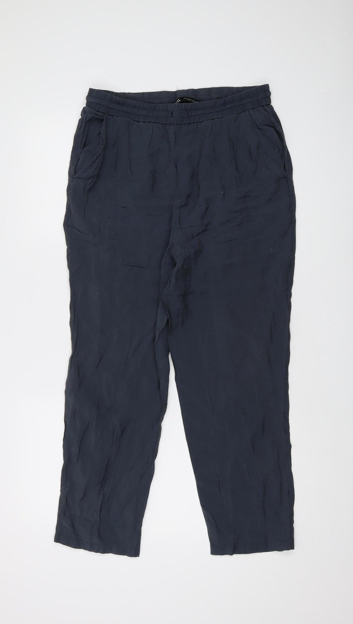 Womens UK Size M Zara Relaxed Fit Jogger Black Trousers