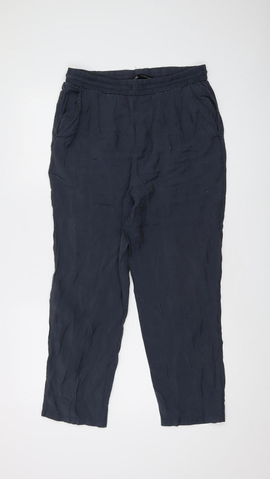 Womens UK Size M Zara Relaxed Fit Jogger Black Trousers