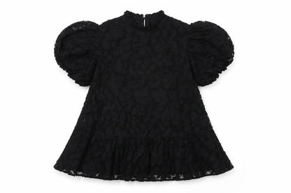 Next Girls Black Puff Sleeve Dress, Age 9, Lined