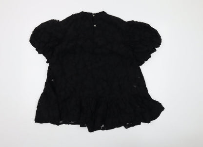 Next Girls Black Puff Sleeve Dress, Age 9, Lined