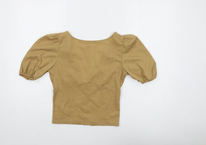 Womens UK Size S INSIDE Beige Cropped Blouse