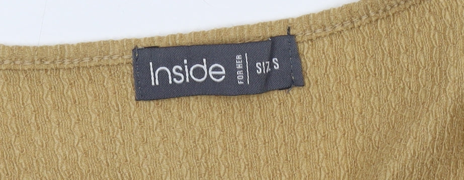 Womens UK Size S INSIDE Beige Cropped Blouse