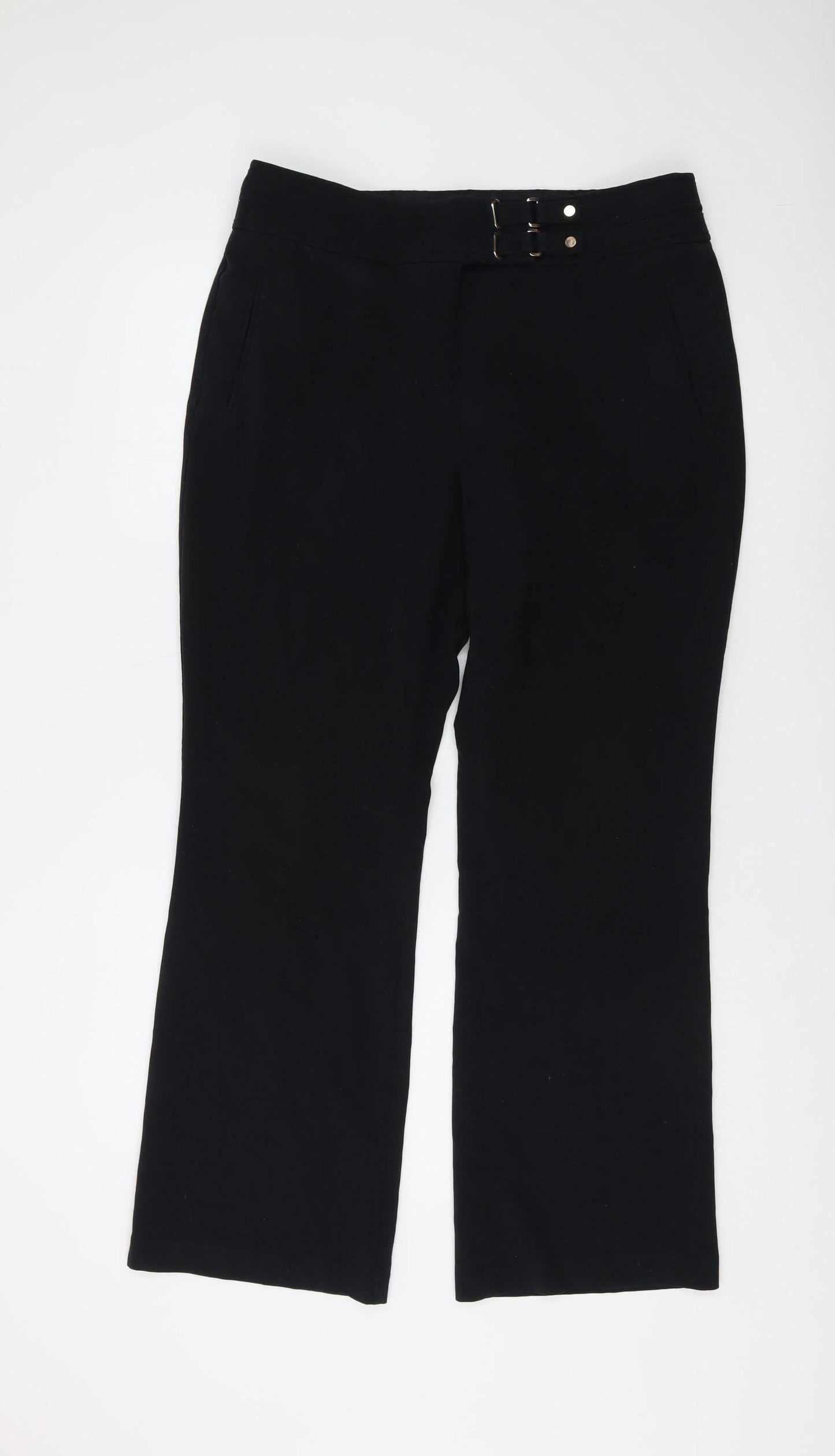 Womens UK Size M Marks and Spencer Regular Fit Dress Pants Black Trousers