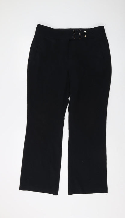 Womens UK Size M Marks and Spencer Regular Fit Dress Pants Black Trousers