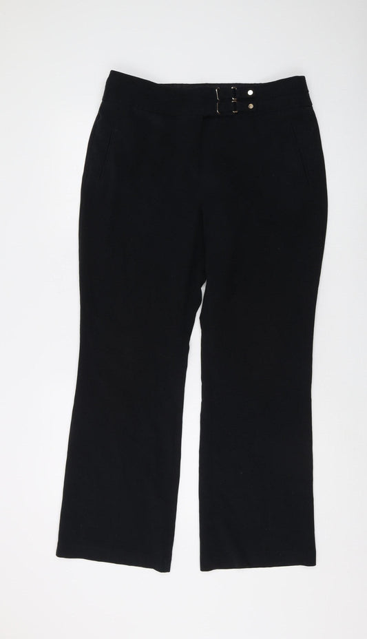 Womens UK Size M Marks and Spencer Regular Fit Dress Pants Black Trousers