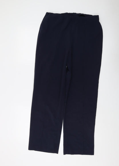 Womens UK Size 14 EWM Regular Fit Straight Blue Trousers