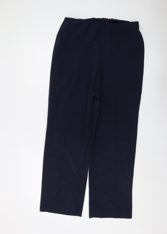 Womens UK Size 14 EWM Regular Fit Straight Blue Trousers