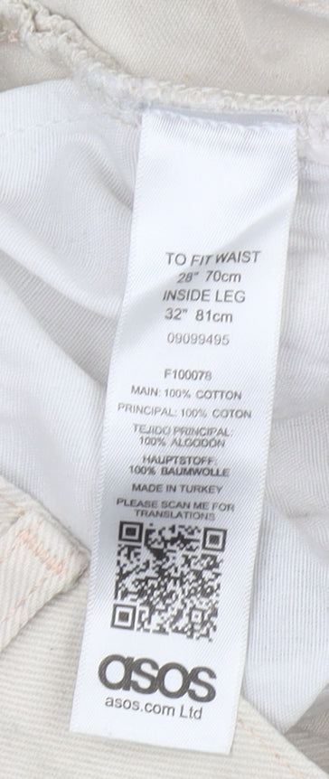 ASOS Men's Ivory Straight Jeans, Regular Fit, Size 28