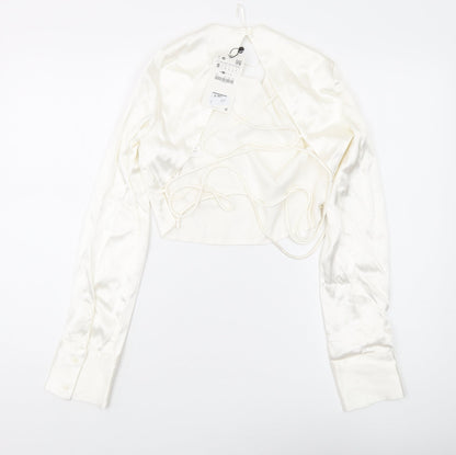 Womens UK Size S Zara Ivory Cropped Blouse