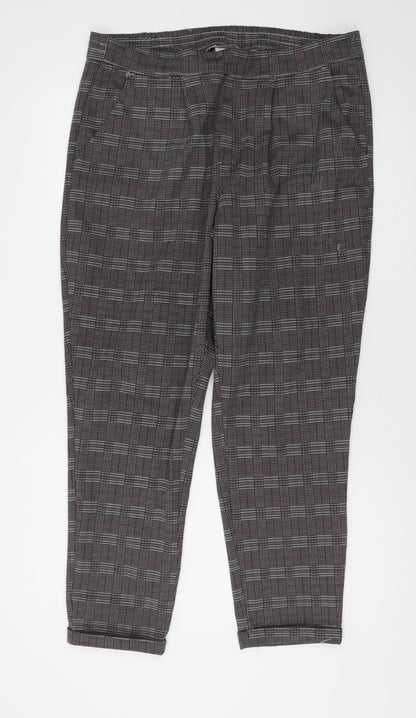 Jacqueline de Yong Women's Black Checked Trousers XL