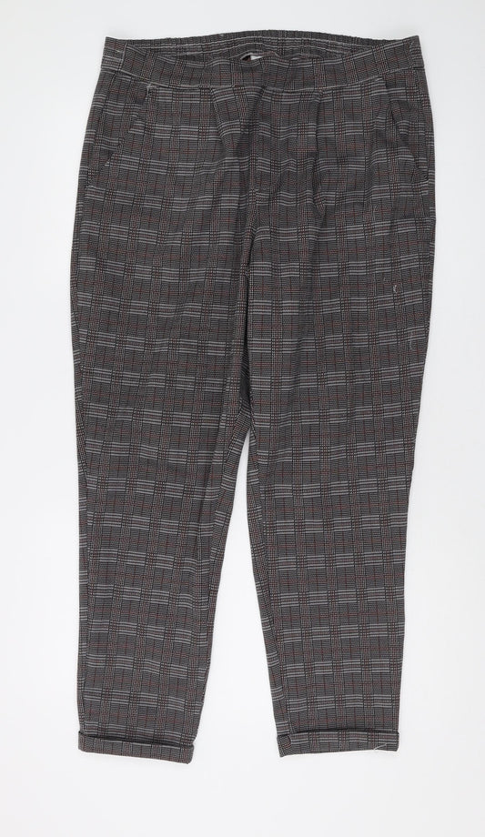 Jacqueline de Yong Women's Black Checked Trousers XL