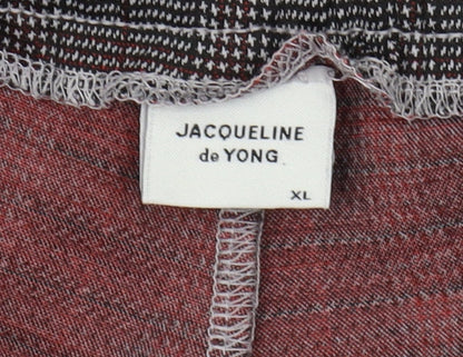 Jacqueline de Yong Women's Black Checked Trousers XL