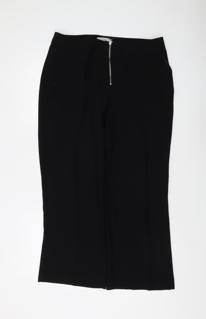 Womens UK Size 14 Marks and Spencer Regular Fit Straight Black Trousers