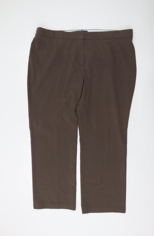 Womens UK Size 20 Marks and Spencer Regular Fit Dress Pants Brown Trousers
