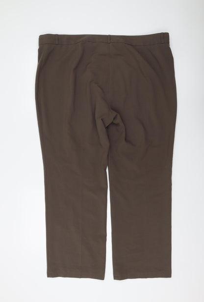 Womens UK Size 20 Marks and Spencer Regular Fit Dress Pants Brown Trousers