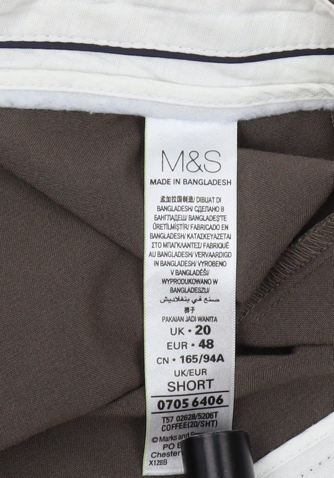 Womens UK Size 20 Marks and Spencer Regular Fit Dress Pants Brown Trousers