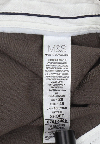 Womens UK Size 20 Marks and Spencer Regular Fit Dress Pants Brown Trousers