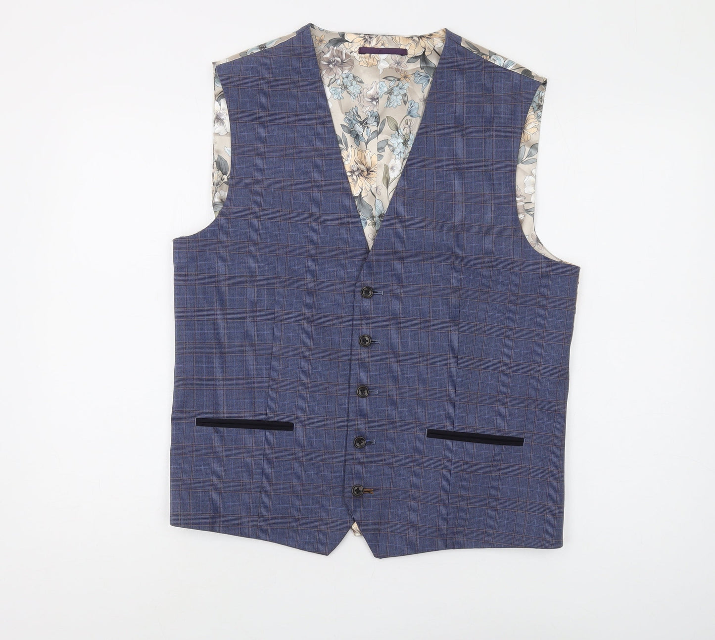 Next Women's Blue Check Suit Waistcoat Regular Size 12