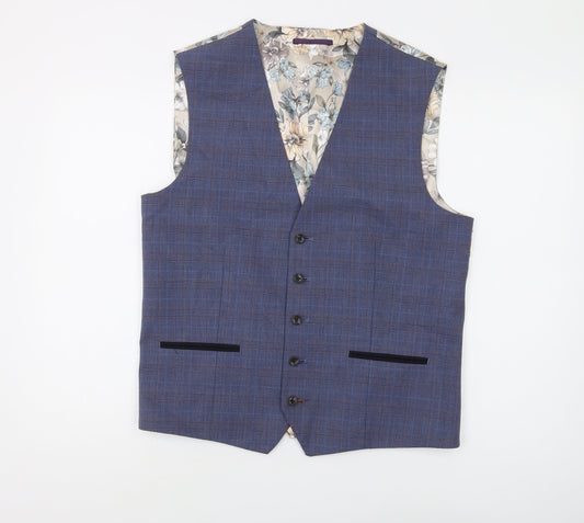 Next Women's Blue Check Suit Waistcoat Regular Size 12