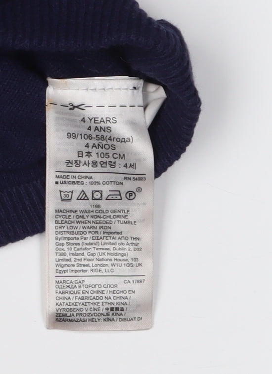 Gap Girls Blue Animal Print Cotton Jumper 4 Years