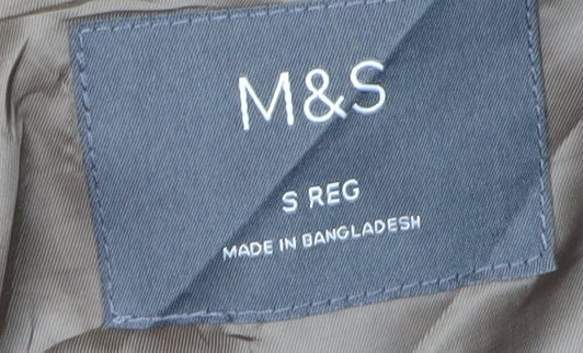 Mens UK Size S Marks and Spencer Black Overcoat