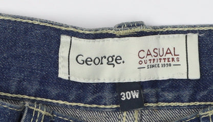 George Men's Blue Cargo Shorts - M, Cotton, Casual