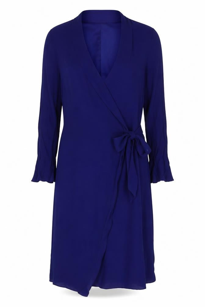 Finery Women's Blue 3/4 Sleeve Wrap Dress Size 10