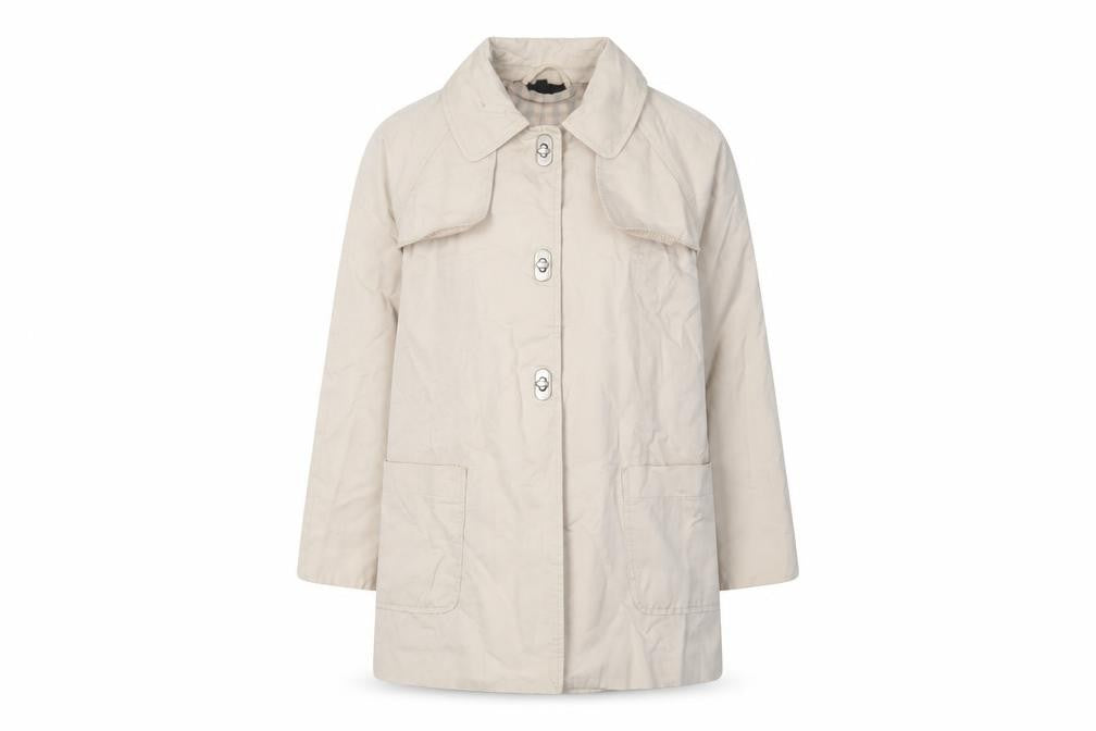 Topshop Women's Beige Cotton Mid-Length Coat