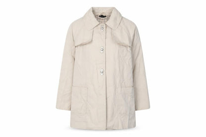 Topshop Women's Beige Cotton Mid-Length Coat