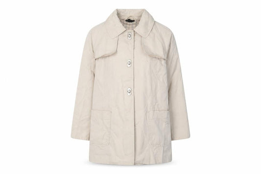 Topshop Women's Beige Cotton Mid-Length Coat