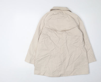 Topshop Women's Beige Cotton Mid-Length Coat