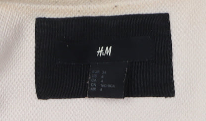 H&M Women's Ivory Long Coat Size 6 with Zip