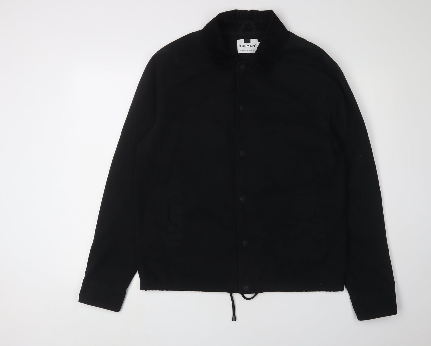 Topman Men's Black Button-Up Shirt M Cotton