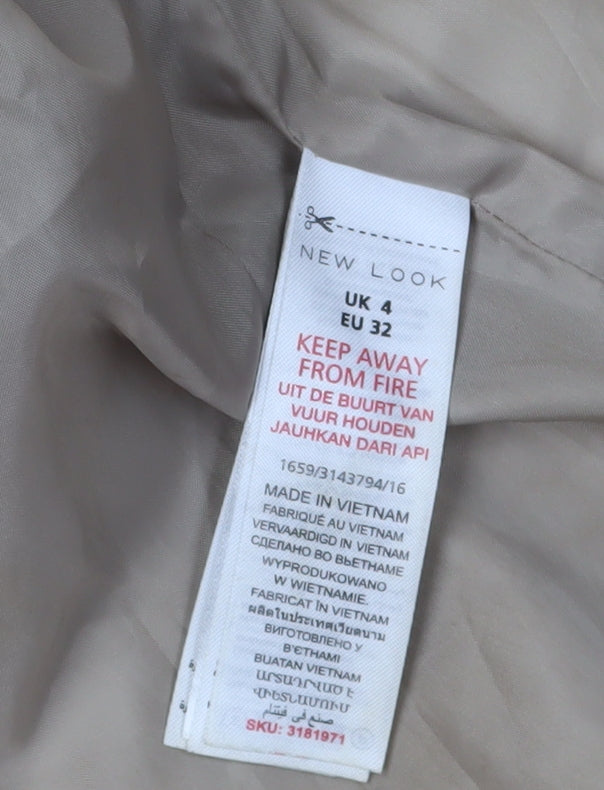 New Look Women's Beige Hooded Coat Size 4, Lined, Zip Closure