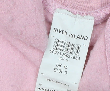 River Island Women's Pink 90s Logo Hoodie, Size M