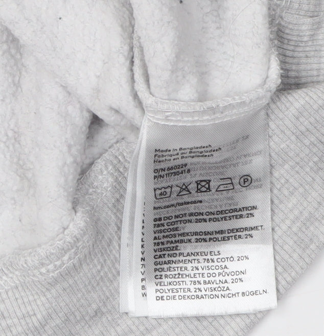 H&M Grey Unisex Hoodie, Size 12, Casual Style