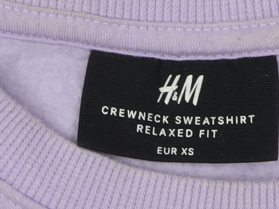 Unisex Adults UK Size XS H&M Purple Pullover Sweatshirt