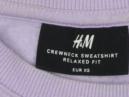 Unisex Adults UK Size XS H&M Purple Pullover Sweatshirt