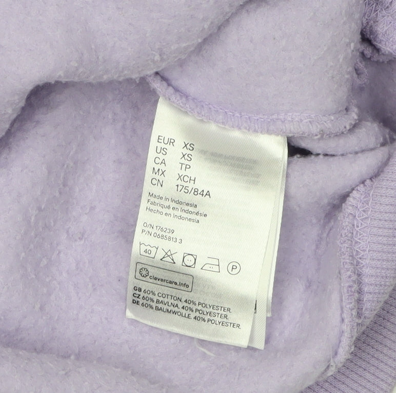 Unisex Adults UK Size XS H&M Purple Pullover Sweatshirt